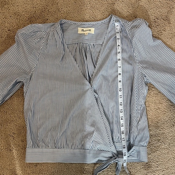 Madewell Striped Wrap Top - Blue/White - Picture 5 of 8